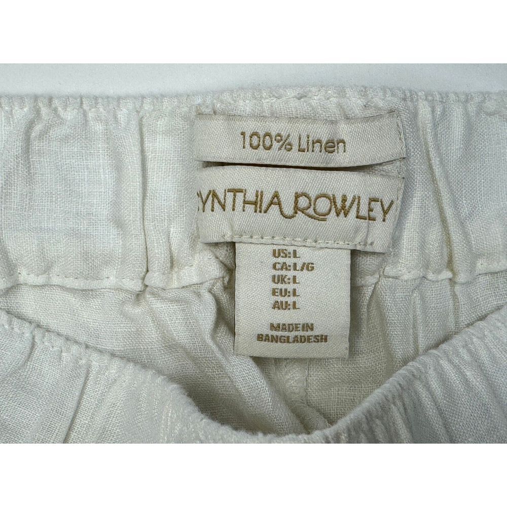 Cynthia Rowley Linen Wide Leg Cropped Pants Women L NWT Elastic Waist Pockets - Picture 6 of 12